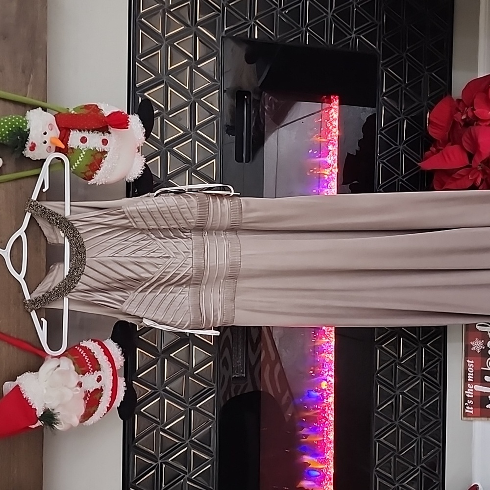 Calvin klein long dress size 6, brown with gold tone on it
